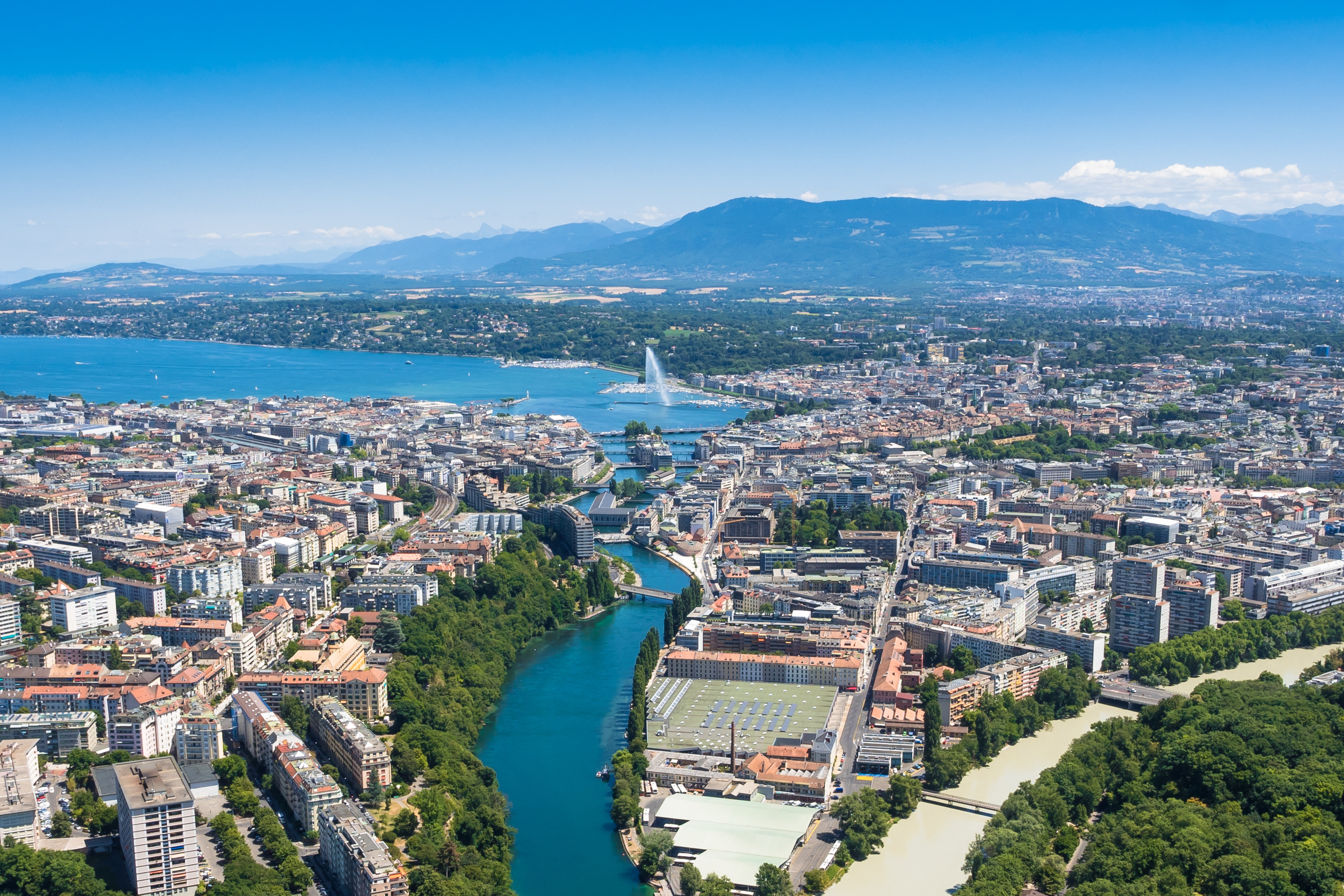 Aerial view of  Geneva city in Switzerland